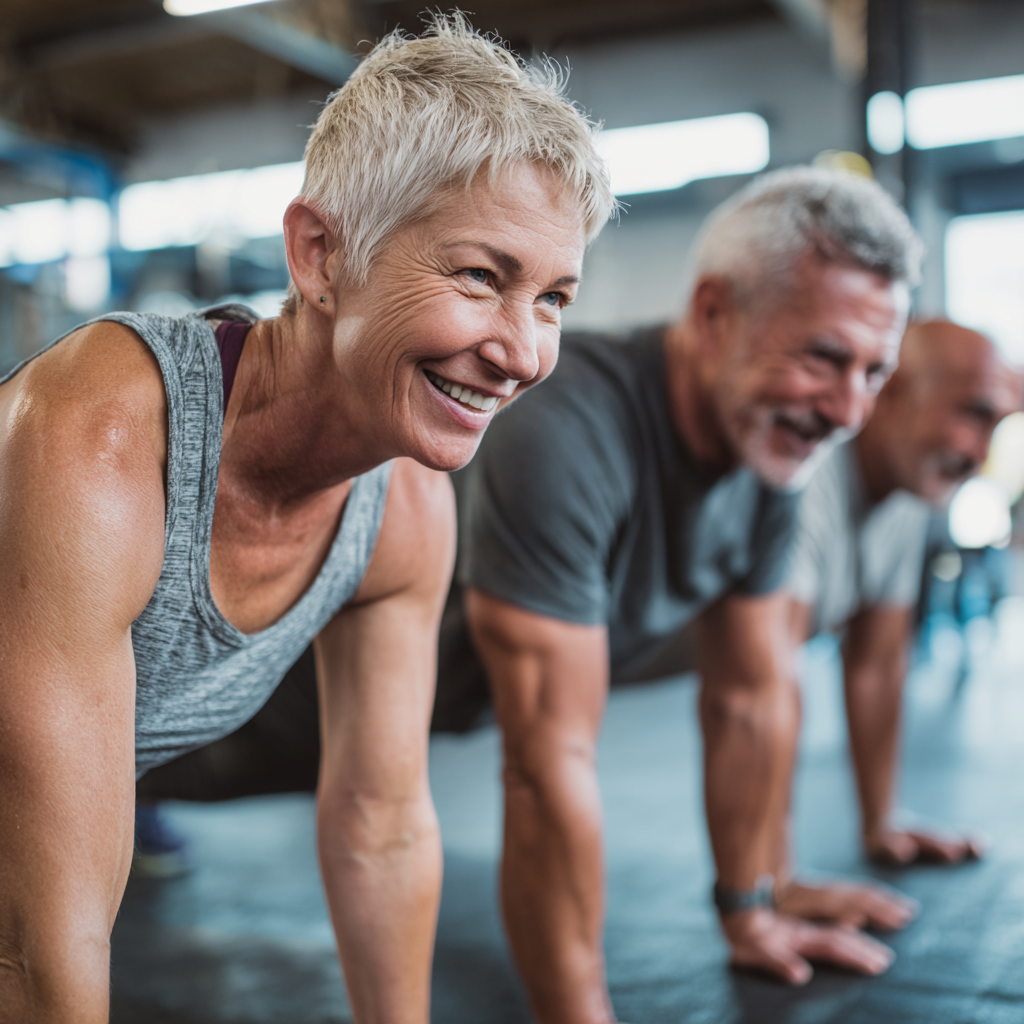 Active middle-aged adults engaging in functional fitness training